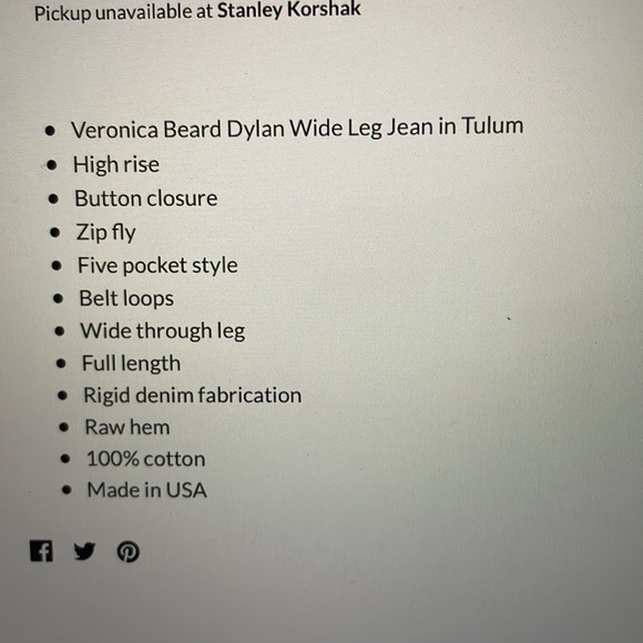 Veronica Beard  Dylan high waist wide leg jeans in Tulum, size 29 - Picture 7 of 17